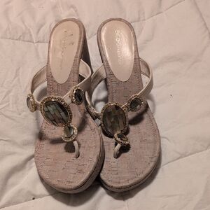 BCBGeneration Cream Embellished Sandals